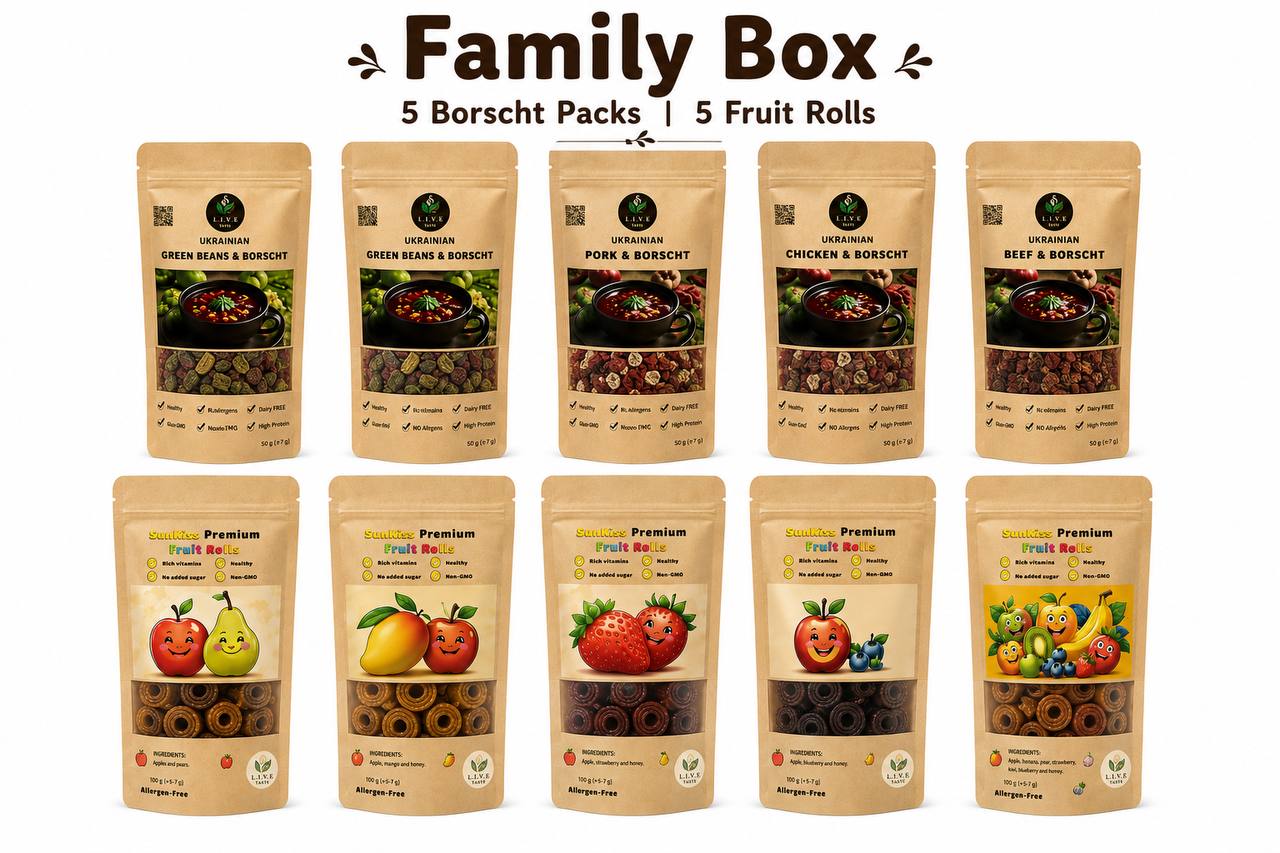 Family Pack — 5 Fruit Rolls 5 Borscht Packs