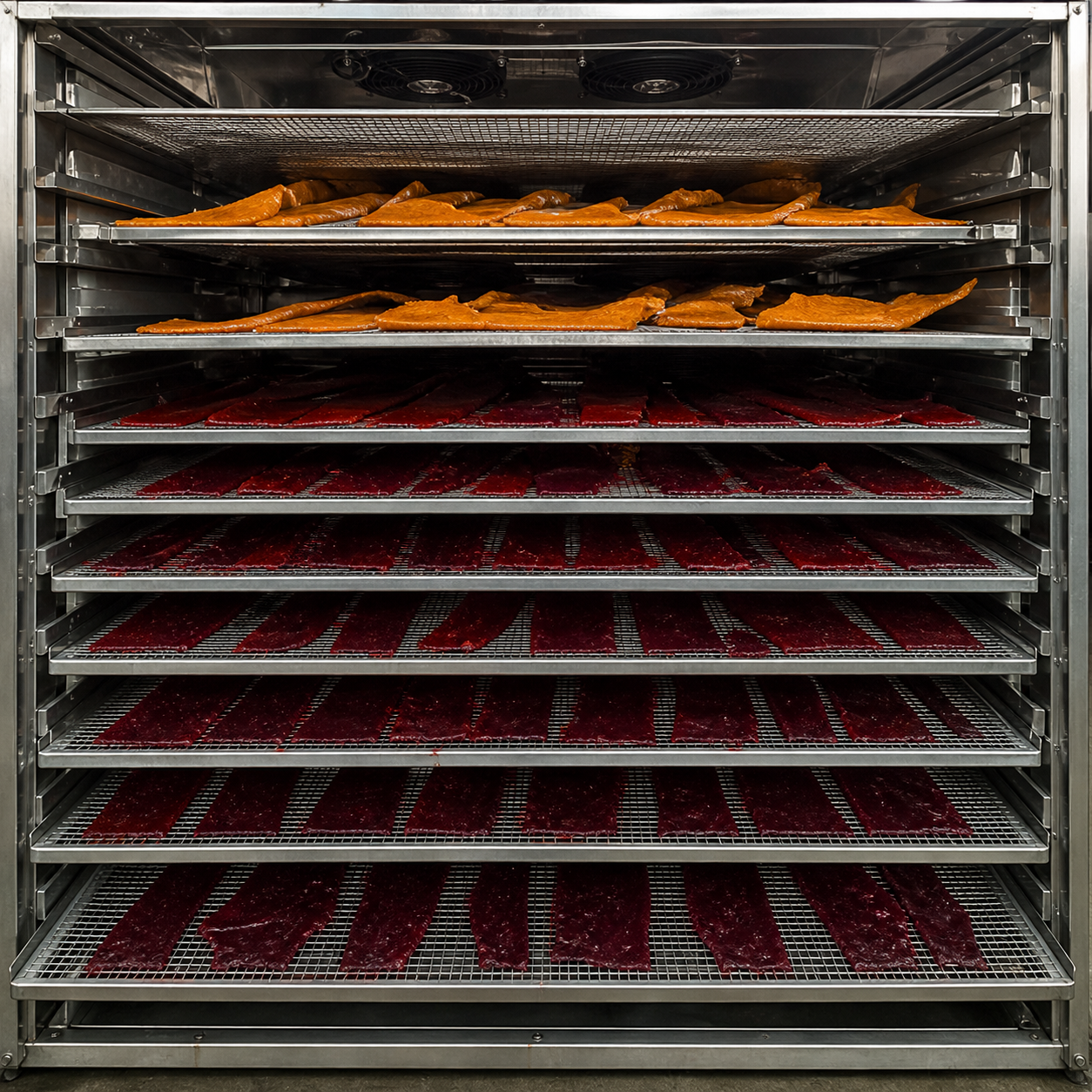 Dehydrate step in making natural fruit rolls