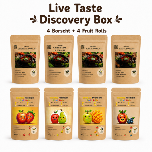 Live Taste Discovery Box — 4 Borscht + 4 Fruit Rolls