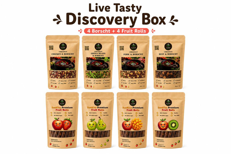 Live Taste Discovery Box — 4 Borscht + 4 Fruit Rolls